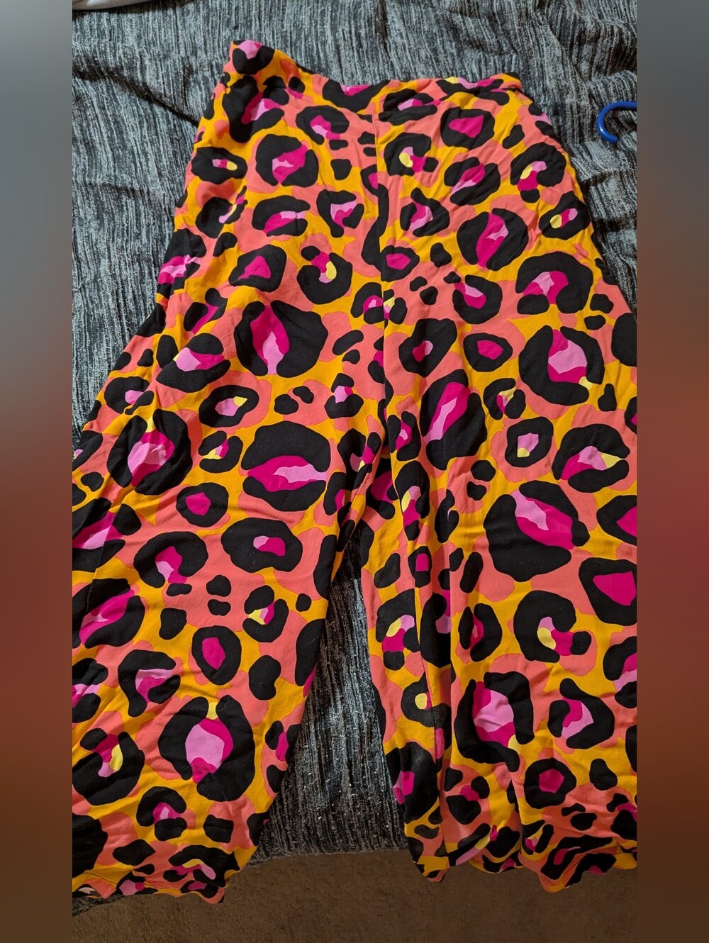 Bold Neon Leopard Print Wide Leg Pants